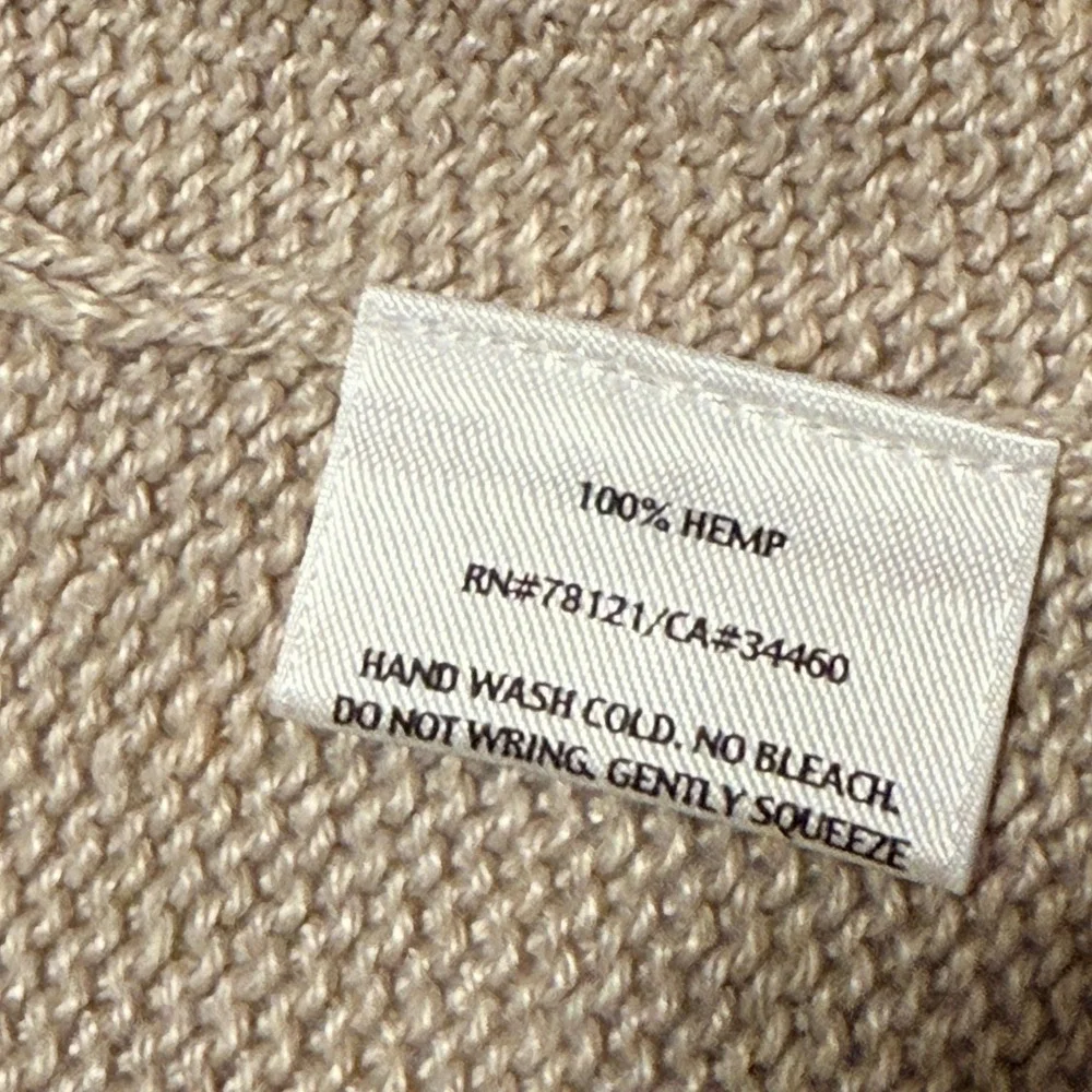 Eileen Fisher Hemp Knit Short Sleeve Open Front Cardigan Sz M Beige Tan - Picture 3 of 13